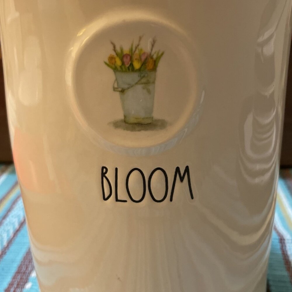 Rae Dunn Artisan Collection by Magenta BLOOM Floral Flowers Canister Jar 9.5” - Picture 2 of 6